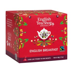 ETS - English Breakfast, BIO, Fairtrade, 16 Pyramiden-Beutel in Papierbox